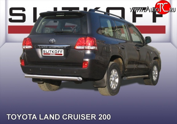14 099 р. Защита заднего бампера из короткой трубы диаметром 76 мм Slitkoff  Toyota Land Cruiser  200 (2007-2012) дорестайлинг (Цвет: нержавеющая полированная сталь)  с доставкой в г. Кемерово