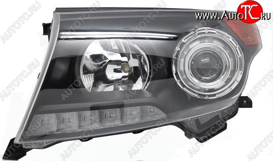 12 599 р. Левая фара SAT (чёрная Brownstone) Toyota Land Cruiser 200 1-ый рестайлинг (2012-2015)  с доставкой в г. Кемерово
