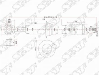 3 589 р. Амортизатор передний SAT (установка на левую или правую сторону) Toyota Land Cruiser 200 дорестайлинг (2007-2012)  с доставкой в г. Кемерово. Увеличить фотографию 1