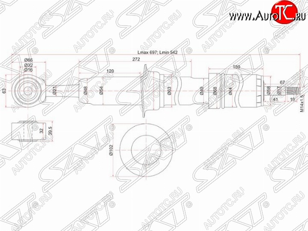 3 589 р. Амортизатор передний SAT (установка на левую или правую сторону) Toyota Land Cruiser 200 дорестайлинг (2007-2012)  с доставкой в г. Кемерово