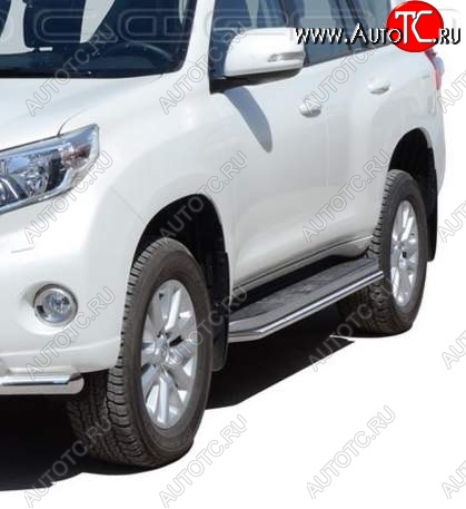 23 499 р. Защита порогов ТехноСфера (Техно Сфера) (нержавейка, 40 mm)  Toyota Land Cruiser Prado  J150 (2009-2017) дорестайлинг, 1-ый рестайлинг  с доставкой в г. Кемерово