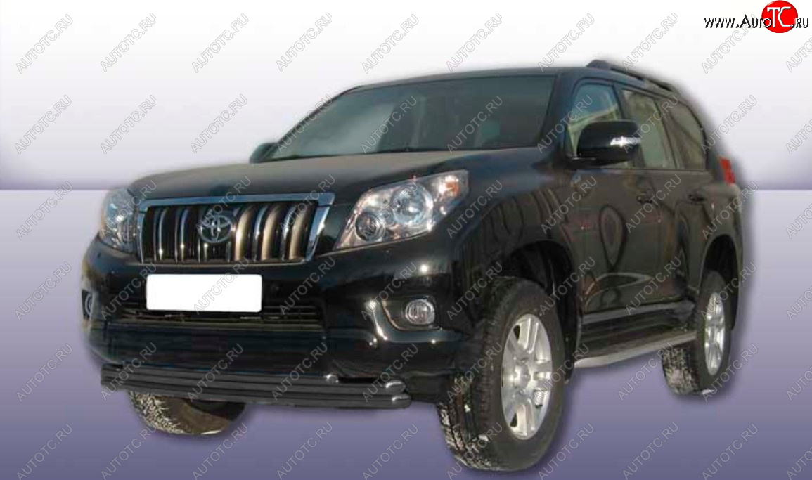 13 949 р. Защита переднего бампера Slitkoff (Ø 57+Ø 57+Ø 42, тройная).  Toyota Land Cruiser Prado  J150 (2009-2013) дорестайлинг (Сталь с полимерным покрытием. Цвет: черный)  с доставкой в г. Кемерово