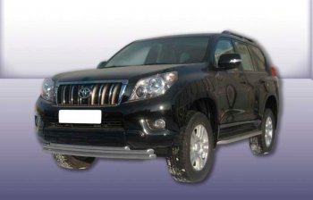 13 949 р. Защита переднего бампера Slitkoff (Ø 57+Ø 57+Ø 42, тройная).  Toyota Land Cruiser Prado  J150 (2009-2013) дорестайлинг (Сталь с полимерным покрытием. Цвет: серебристый)  с доставкой в г. Кемерово. Увеличить фотографию 1