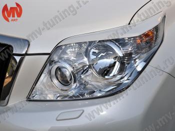 1 599 р. Реснички на фары JAOS  Toyota Land Cruiser Prado  J150 (2009-2013) дорестайлинг (Неокрашенные)  с доставкой в г. Кемерово. Увеличить фотографию 2