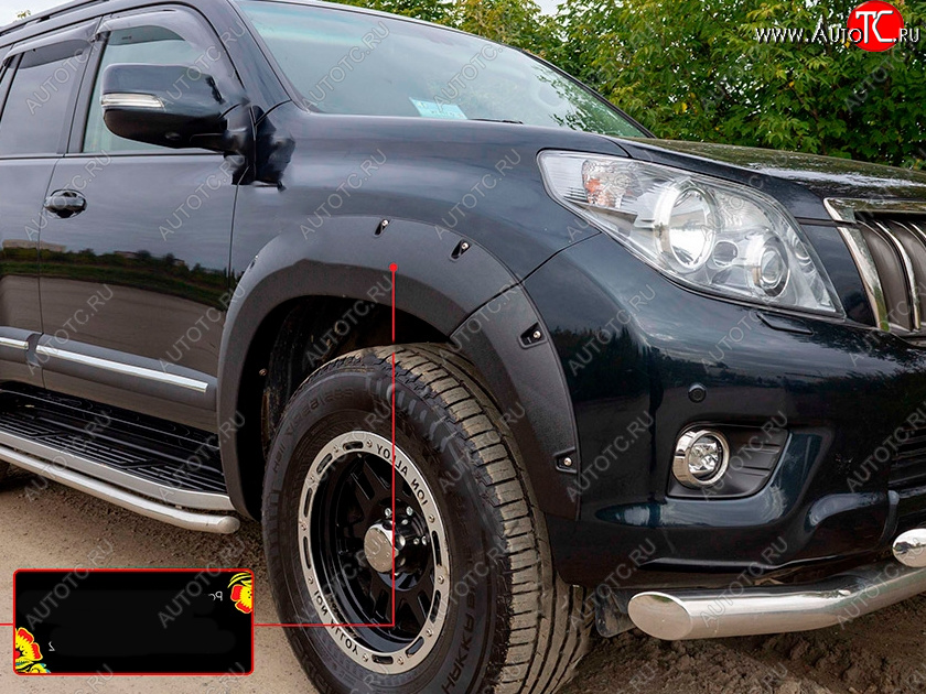 6 999 р. Расширитель арки RA (вылет 30 мм, передний правый)  Toyota Land Cruiser Prado  J150 (2009-2013) дорестайлинг (Поверхность шагрень)  с доставкой в г. Кемерово