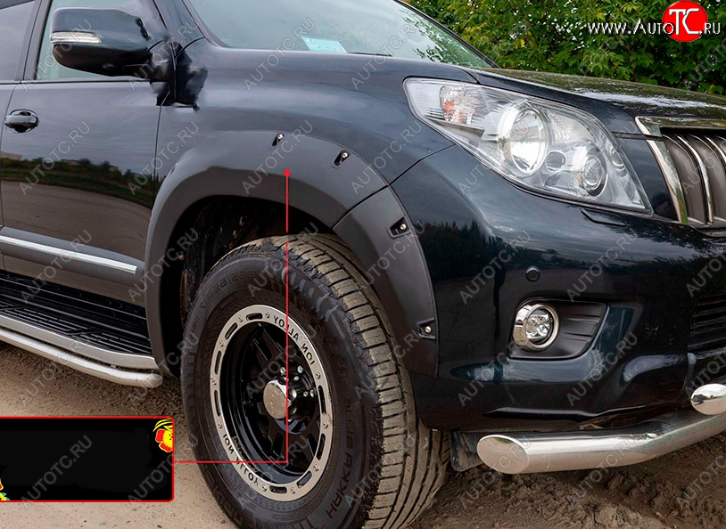 6 999 р. Расширитель арки RA (вылет 30 мм, передний правый)  Toyota Land Cruiser Prado  J150 (2009-2013) дорестайлинг (Поверхность глянец под покраску, Неокрашенный)  с доставкой в г. Кемерово