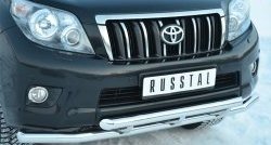 24 649 р. Защита переднего бампера (2 трубыØ63 мм, нержавейка) SLITKOFF  Toyota Land Cruiser Prado  J150 (2009-2013) дорестайлинг  с доставкой в г. Кемерово. Увеличить фотографию 2