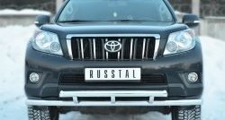 Защита переднего бампера (2 трубыØ63 мм, нержавейка) SLITKOFF Toyota Land Cruiser Prado  J150 (2009-2013) дорестайлинг