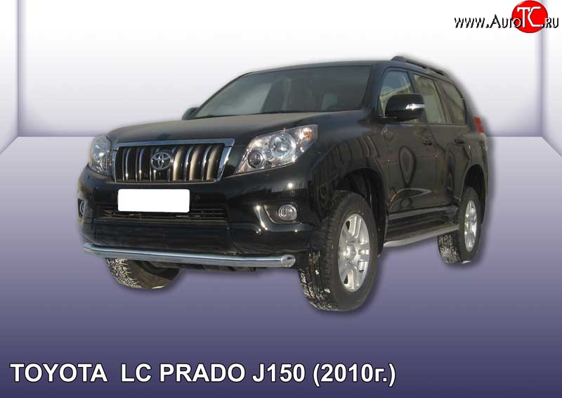 13 849 р. Одинарная защита переднего бампера диаметром 76 мм Slitkoff  Toyota Land Cruiser Prado  J150 (2009-2013) дорестайлинг (Цвет: нержавеющая полированная сталь)  с доставкой в г. Кемерово