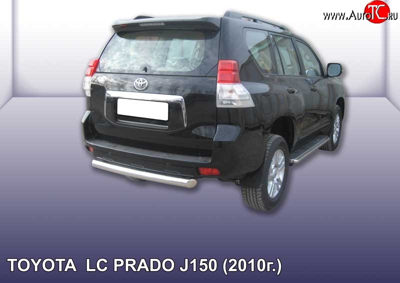 13 849 р. Защита заднего бампера из короткой трубы диаметром 76 мм Slitkoff  Toyota Land Cruiser Prado  J150 (2009-2013) дорестайлинг (Цвет: нержавеющая полированная сталь)  с доставкой в г. Кемерово