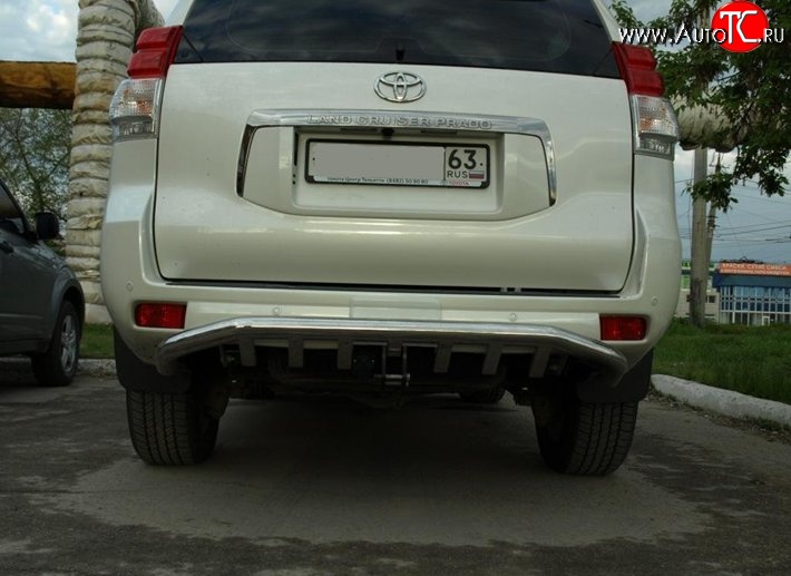 11 499 р. Защита заднего бампера d76 мм с изгибом Металл Дизайн  Toyota Land Cruiser Prado  J150 (2009-2013) дорестайлинг (полированная нержавейка)  с доставкой в г. Кемерово