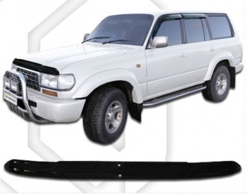 2 699 р. Дефлектор капота CA-Plastic Toyota Land Cruiser 80 (1989-1997) (серия Classic черный, Без надписи)  с доставкой в г. Кемерово. Увеличить фотографию 2