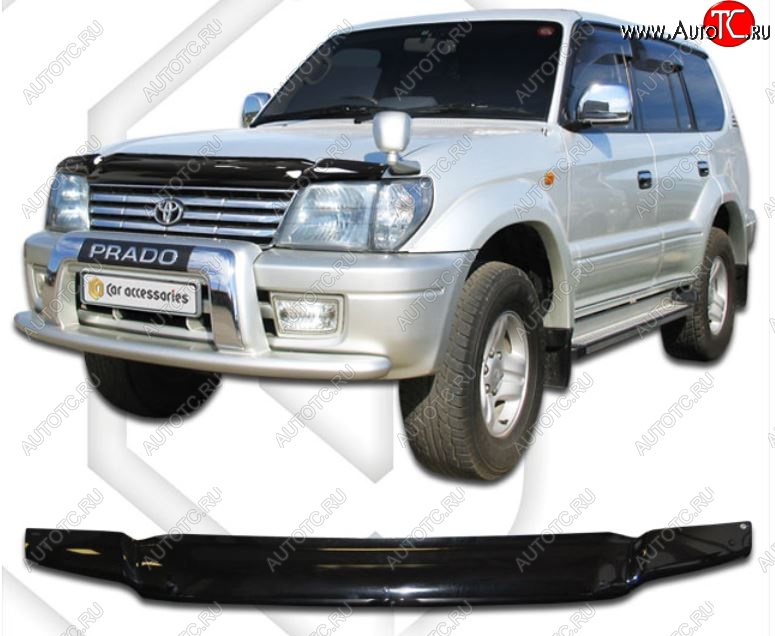 1 999 р. Дефлектор капота (J90W, J95W) CA-Plastic Toyota Land Cruiser 90 (1996-2000) (Classic черный, Без надписи)  с доставкой в г. Кемерово