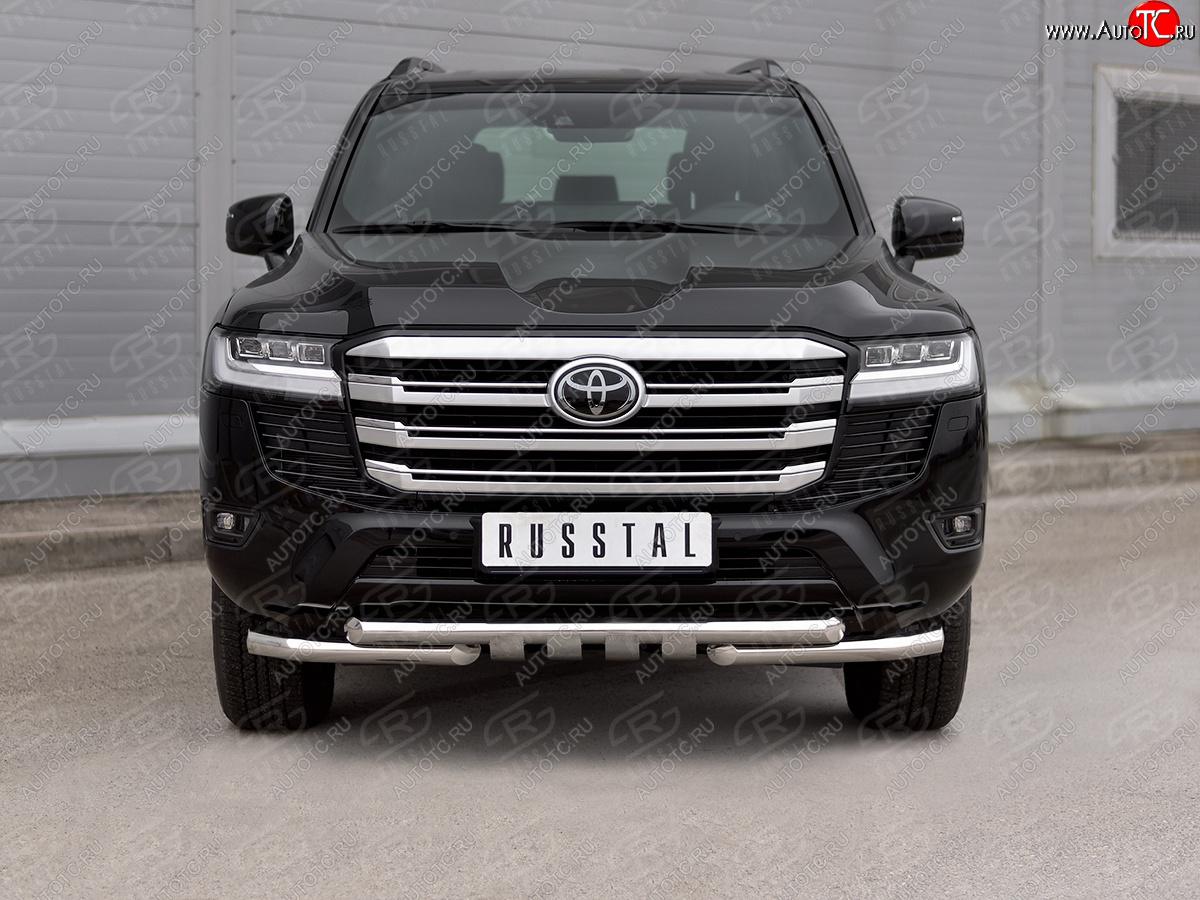 35 999 р. Защита переднего бампера (Ø63 мм с клыками, нержавейка) SLITKOFF  Toyota Land Cruiser  J300 (2021-2025) дорестайлинг  с доставкой в г. Кемерово