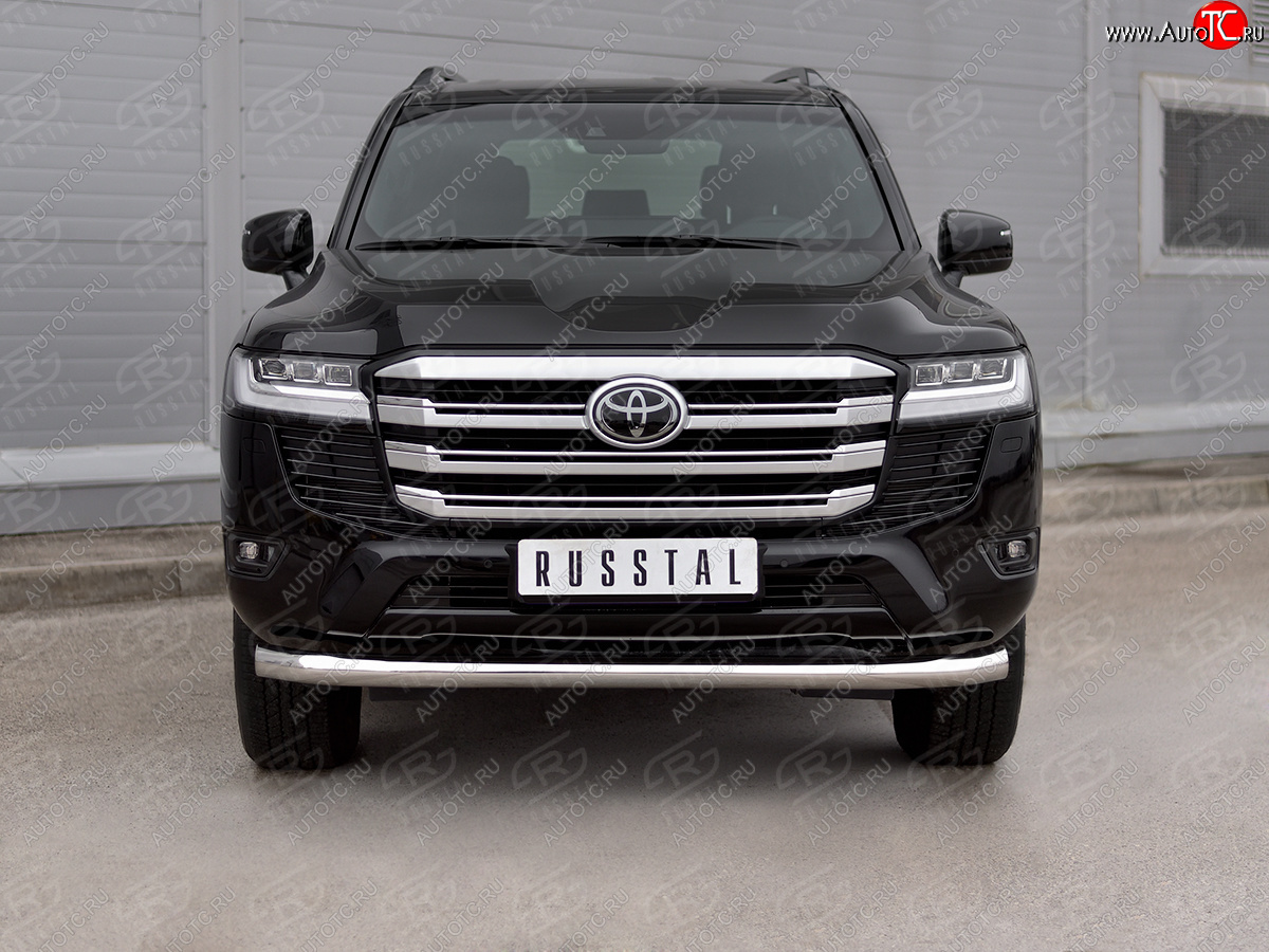 21 999 р. Защита переднего бампера (Ø76 мм, нержавейка) SLITKOFF Toyota Land Cruiser J300 дорестайлинг (2021-2025)  с доставкой в г. Кемерово