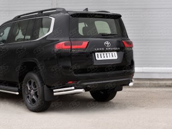 21 949 р. Защита заднего бампера (2 трубы Ø63 и 42 мм, нержавейка) SLITKOFF  Toyota Land Cruiser  J300 (2021-2025) дорестайлинг  с доставкой в г. Кемерово. Увеличить фотографию 2