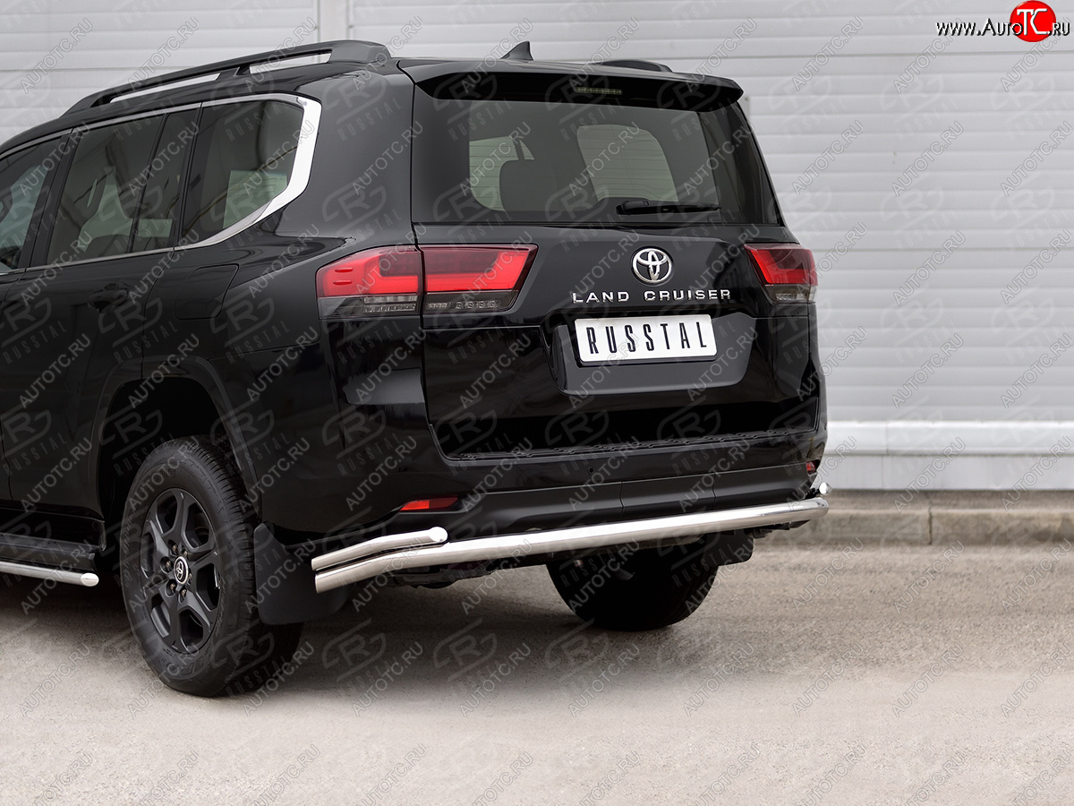 22 549 р. Защита заднего бампера (2 трубы Ø63 и 42 мм, нержавейка)  Toyota Land Cruiser  J300 (2021-2025) дорестайлинг  с доставкой в г. Кемерово