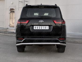 Защита заднего бампера (Ø63 мм, нержавейка, 70TH ANNIVERSARY) SLITKOFF Toyota Land Cruiser  J300 (2021-2025) дорестайлинг