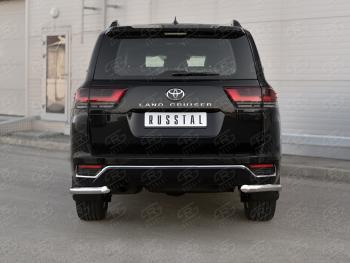 Защита заднего бампера (Ø63 мм уголки, нержавейка, 70TH ANNIVERSARY) SLITKOFF Toyota Land Cruiser  J300 (2021-2025) дорестайлинг