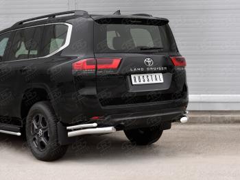 24 599 р. Защита заднего бампера (2 трубы, Ø76 и 42 мм, нержавейка)  Toyota Land Cruiser  J300 (2021-2025) дорестайлинг (полированная нержавейка)  с доставкой в г. Кемерово. Увеличить фотографию 2