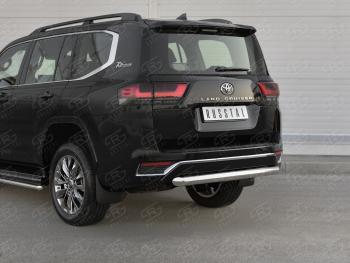 Защита заднего бампера (Ø76 мм, нержавейка, 70TH ANNIVERSARY) SLITKOFF Toyota Land Cruiser  J300 (2021-2025) дорестайлинг