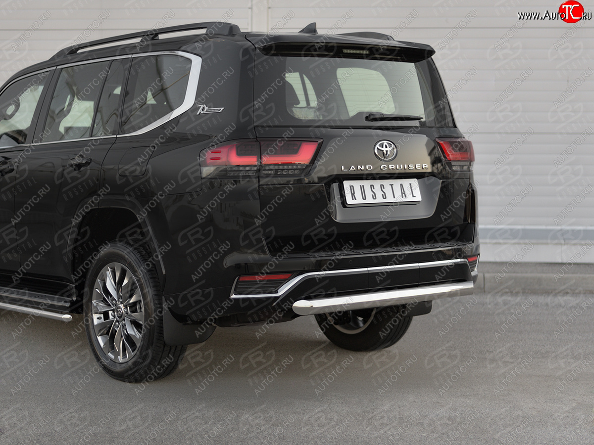 18 699 р. Защита заднего бампера (Ø76 мм, нержавейка, 70TH ANNIVERSARY) SLITKOFF  Toyota Land Cruiser  J300 (2021-2025) дорестайлинг  с доставкой в г. Кемерово