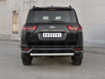 18 699 р. Защита заднего бампера (Ø76 мм, нержавейка, 70TH ANNIVERSARY) SLITKOFF  Toyota Land Cruiser  J300 (2021-2025) дорестайлинг  с доставкой в г. Кемерово. Увеличить фотографию 2