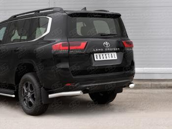 Защита заднего бампера (Ø76 мм уголки, нержавейка) Toyota Land Cruiser  J300 (2021-2025) дорестайлинг (полированная нержавейка)
