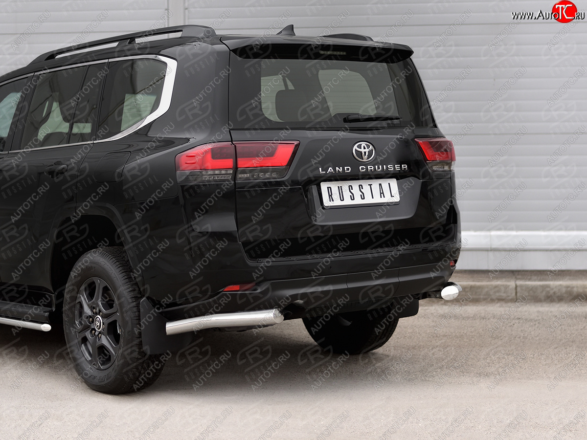 21 549 р. Защита заднего бампера (Ø76 мм уголки, нержавейка)  Toyota Land Cruiser  J300 (2021-2025) дорестайлинг (полированная нержавейка)  с доставкой в г. Кемерово