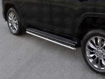 14 999 р. Защита порогов (Ø42 мм, 70TH ANNIVERSARY) SLITKOFF  Toyota Land Cruiser  J300 (2021-2025) дорестайлинг (полированная нержавейка)  с доставкой в г. Кемерово. Увеличить фотографию 2