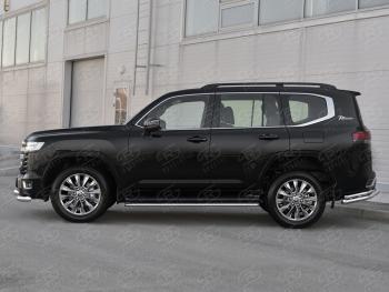 14 999 р. Защита порогов (Ø42 мм, 70TH ANNIVERSARY) SLITKOFF  Toyota Land Cruiser  J300 (2021-2025) дорестайлинг (полированная нержавейка)  с доставкой в г. Кемерово. Увеличить фотографию 3
