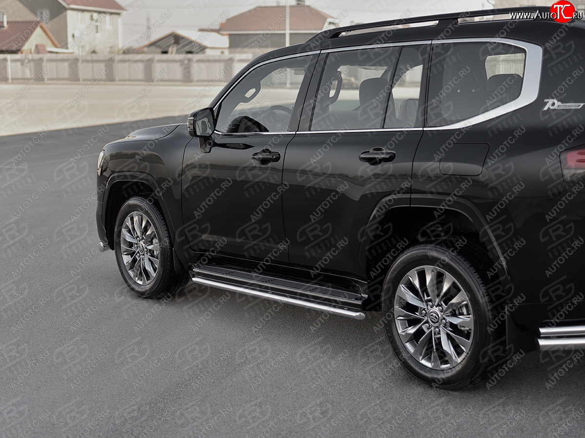 16 999 р. Защита порогов (Ø42 мм, нержавейка) SLITKOFF  Toyota Land Cruiser  J300 (2021-2025) дорестайлинг  с доставкой в г. Кемерово