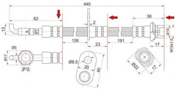 Тормозной шланг 4WD SAT (передний, левый) Toyota LiteAce R40,50 (1996-2007)