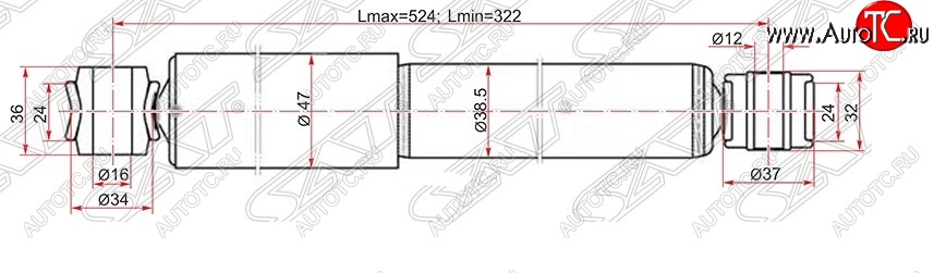 1 499 р. Амортизатор задний SAT (устанавливается на левую или правую сторону) Toyota LiteAce Noah (1996-2001)  с доставкой в г. Кемерово