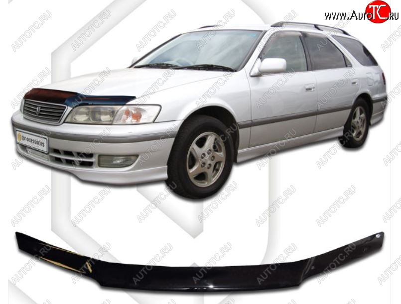 2 159 р. Дефлектор капота CA-Plastiс Toyota Mark 2 Qualis седан (1997-2002) (серия Classic черный, Без надписи)  с доставкой в г. Кемерово