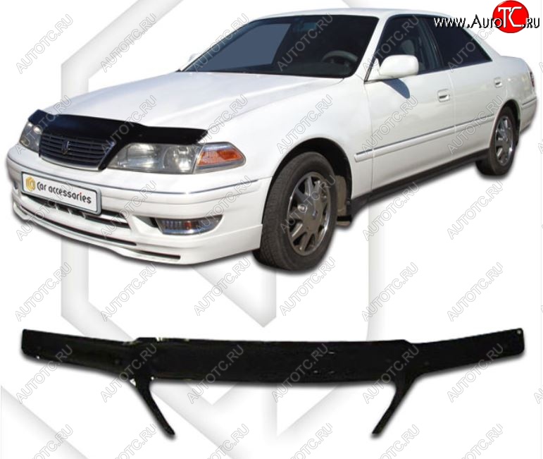 2 399 р. Дефлектор капота CA-Plastiс exclusive Toyota Mark 2 X100 седан (1996-2000) (Classic черный, Без надписи)  с доставкой в г. Кемерово