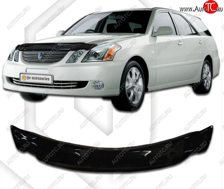 2 199 р. Дефлектор капота CA-Plastiс Toyota Mark 2 Blit универсал (2002-2007) (серия Classic черный, Без надписи)  с доставкой в г. Кемерово