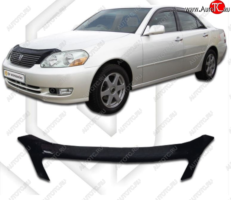 2 199 р. Дефлектор капота CA-Plastiс  Toyota Mark 2  X110 (2000-2002) седан дорестайлинг (серия Classic черный, Без надписи)  с доставкой в г. Кемерово