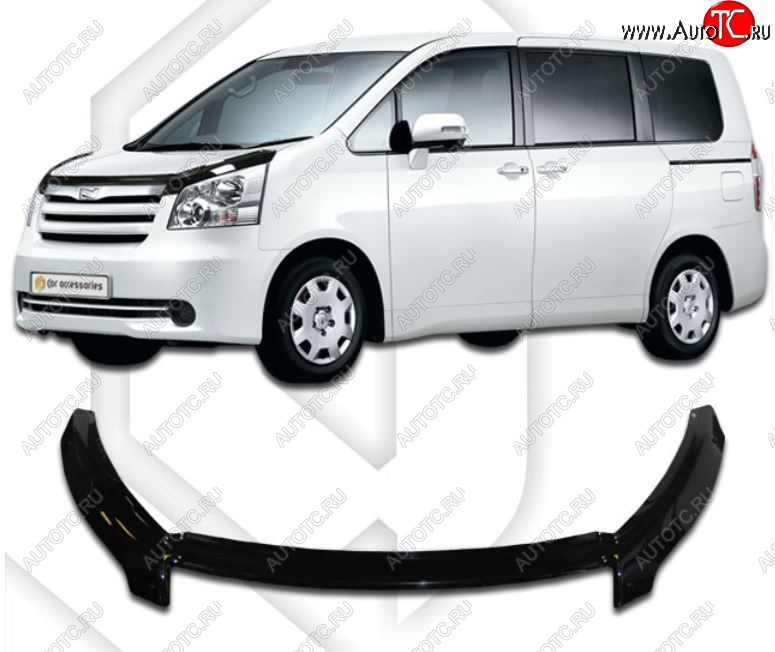 2 599 р. Дефлектор капота CA-Plastiс exclusive  Toyota Noah  2 (2007-2010) дорестайлинг (серия Classic черный, Без надписи)  с доставкой в г. Кемерово