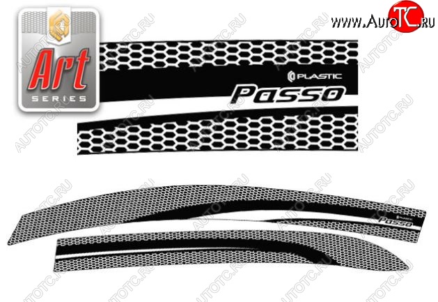 2 399 р. Дефлектора окон CA-Plastiс  Toyota Passo  2 (2010-2016) (Серия Art белая)  с доставкой в г. Кемерово