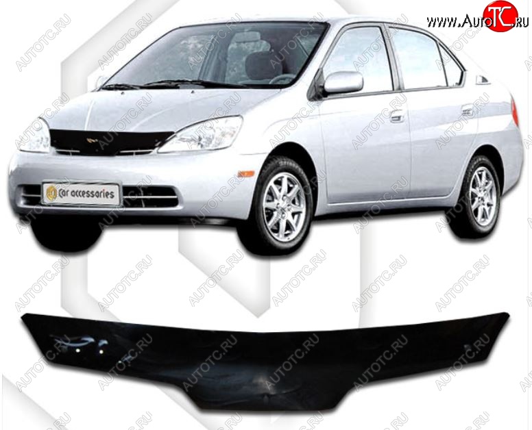 1 839 р. Дефлектор капота CA-Plastiс Toyota Prius XW10 дорестайлинг (1997-2000) (Classic черный, Без надписи)  с доставкой в г. Кемерово