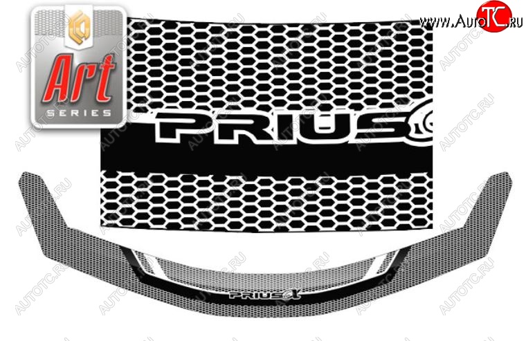 2 399 р. Дефлектор капота CA-Plastiс  Toyota Prius  Alfa лифтбек (2011-2015) рестайлинг (Серия Art черная)  с доставкой в г. Кемерово