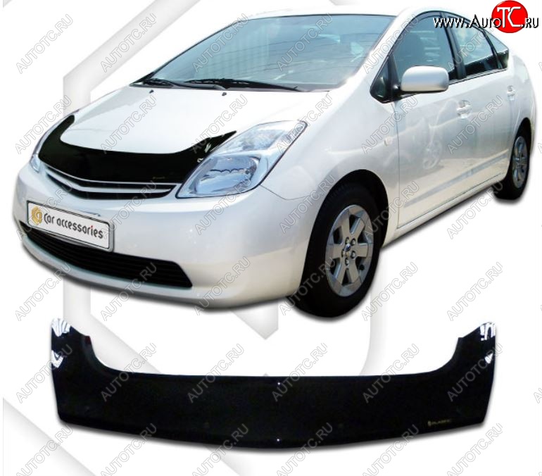 2 599 р. Дефлектор капота (левый руль) CA-Plastiс exclusive Toyota Prius XW20 дорестайлинг (2003-2005) (серия Classic черный, Без надписи)  с доставкой в г. Кемерово