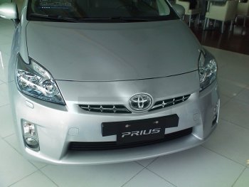 1 479 р. Декоративные элементы решетки радиатора SAT  Toyota Prius  XW30 (2009-2011) дорестайлинг (Хром)  с доставкой в г. Кемерово. Увеличить фотографию 2