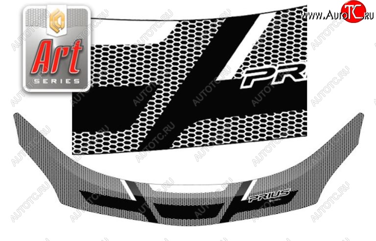 2 799 р. Дефлектор капота CA-Plastiс exclusive  Toyota Prius  XW30 (2009-2011) дорестайлинг (Серия Art белая)  с доставкой в г. Кемерово