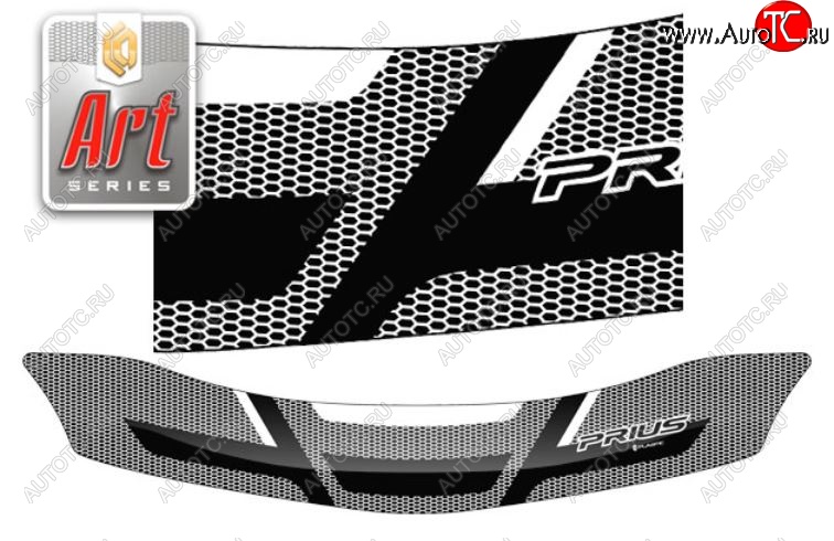 2 399 р. Дефлектор капота CA-Plastiс  Toyota Prius  XW30 (2009-2011) дорестайлинг (Серия Art серебро)  с доставкой в г. Кемерово