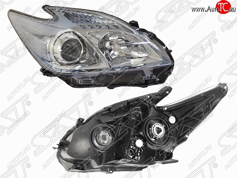 5 449 р. Правая фара передняя SAT (хром)  Toyota Prius  XW30 (2012-2016) рестайлинг лифтбэк  с доставкой в г. Кемерово