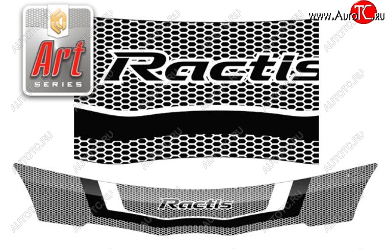 2 299 р. Дефлектор капота (рынок Японии) CA-Plastiс  Toyota Ractis (2005-2010) (Серия Art белая)  с доставкой в г. Кемерово