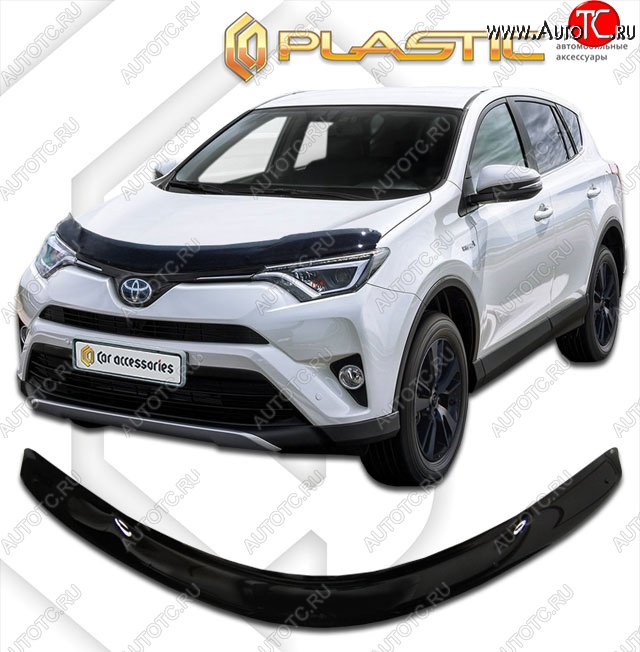 1 999 р. Дефлектор капота CA-Plastic  Toyota RAV4  XA40 (2015-2019) 5 дв. рестайлинг (Classic черный, Без надписи)  с доставкой в г. Кемерово