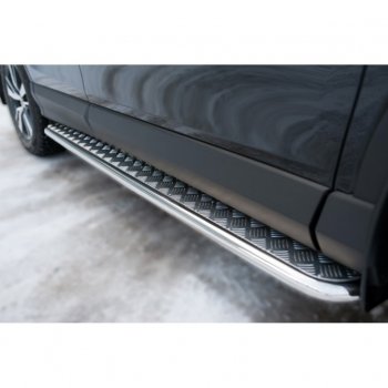 22 949 р. Пороги труба d42 с листом (Лист алюм,проф.сталь)(v2) SLITKOFF  Toyota RAV4  XA40 (2015-2019) 5 дв. рестайлинг  с доставкой в г. Кемерово. Увеличить фотографию 2
